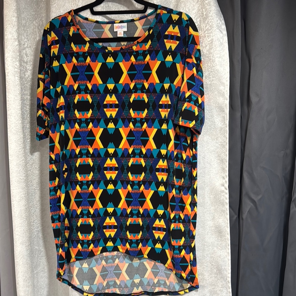 LuLaRoe Blue and Orange Graphic Tunic